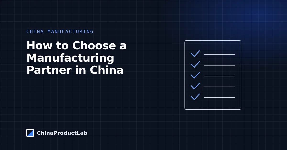How to Choose a Manufacturing Partner in China: A Practical Checklist